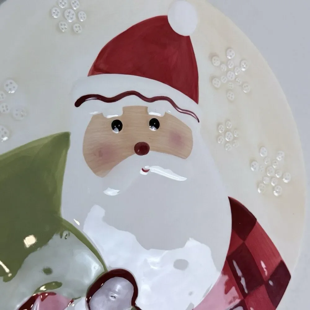 Vintage Hallmark Ceramic Jolly Santa Face Cookie Plate Dish 10.5